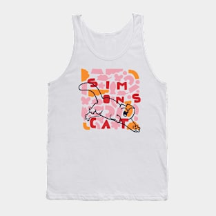 Simon's Cat Geo White & Pink Tank Top